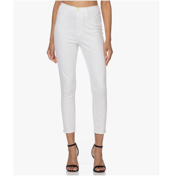 New ~ FRAME~White Ali High-rise Cigarette Stretch Jeans Size 23